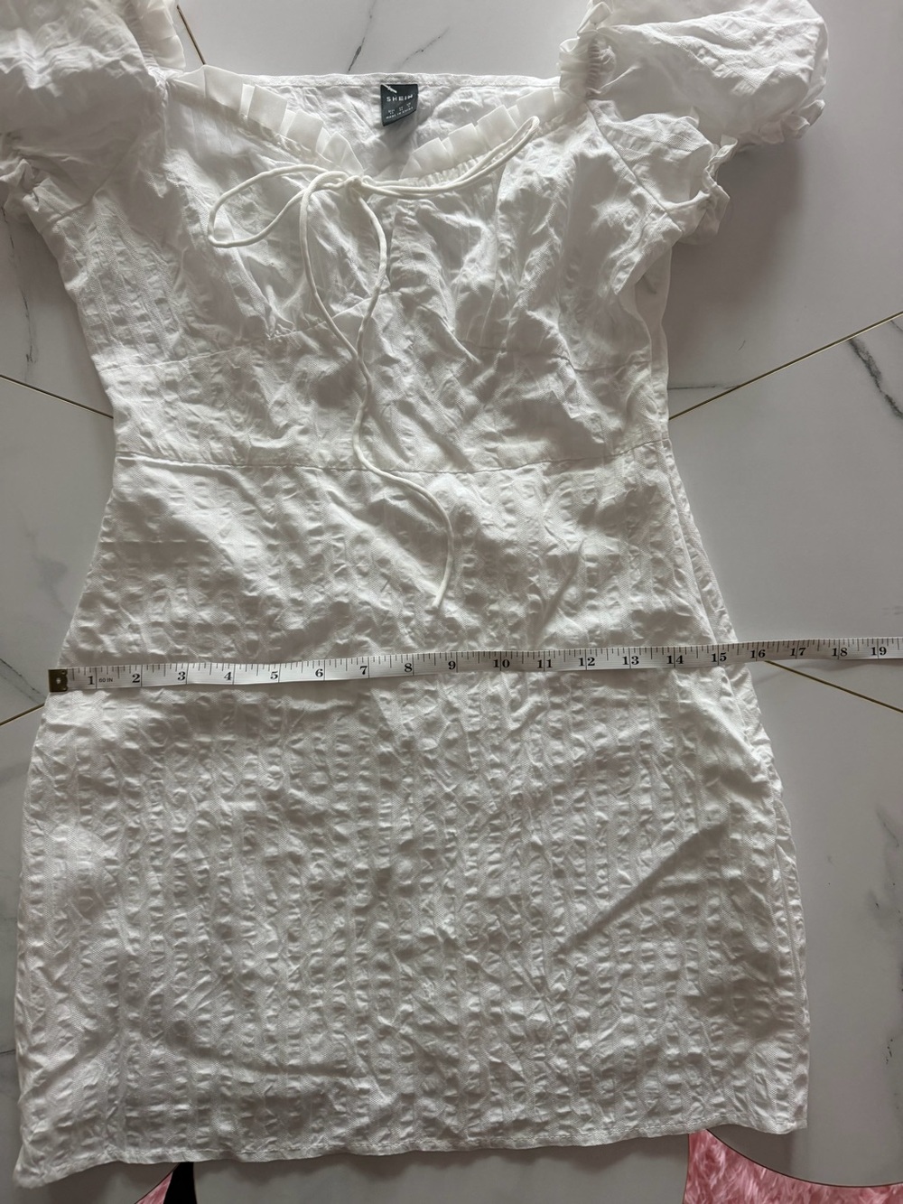 White Ruffle Tie-Front‎ Mini Dress - Picture 5 of 8